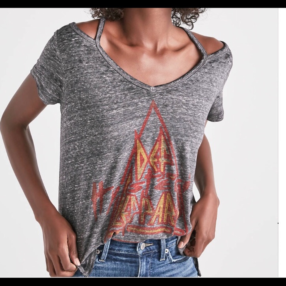 NWT Lucky Brand Def Leppard burnout distressed top - Picture 1 of 8